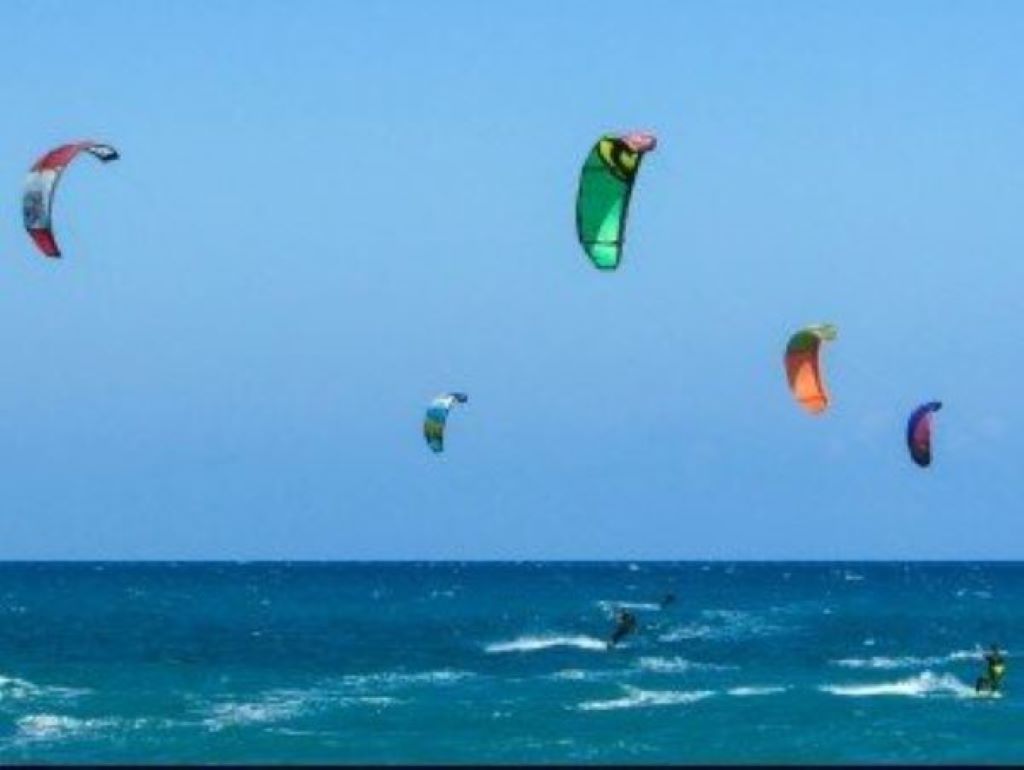 Kiteboarding on a windy day