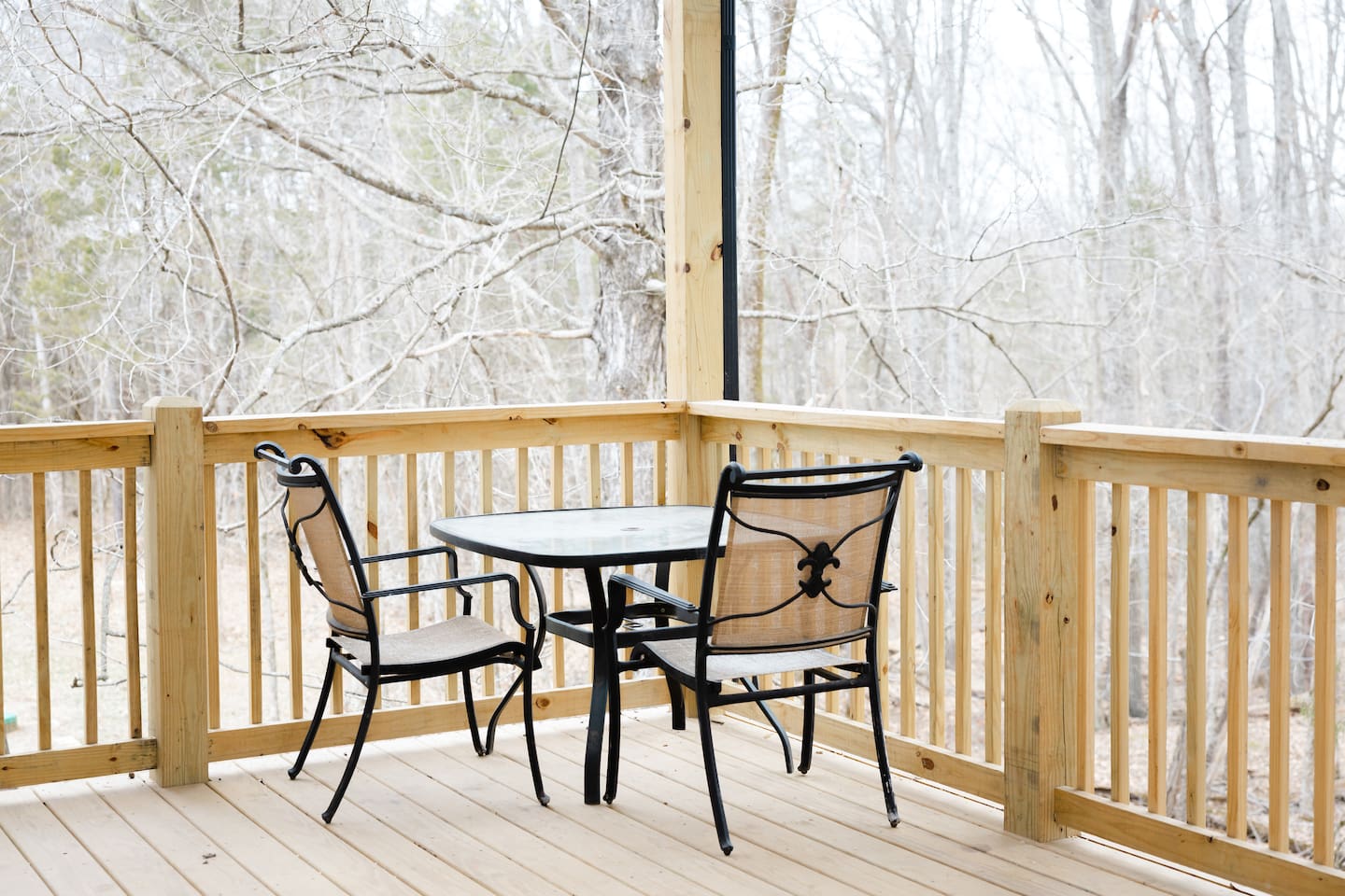 Enjoy the upper deck and its view of the woods, trails, and Floyd's Fork Creek. 