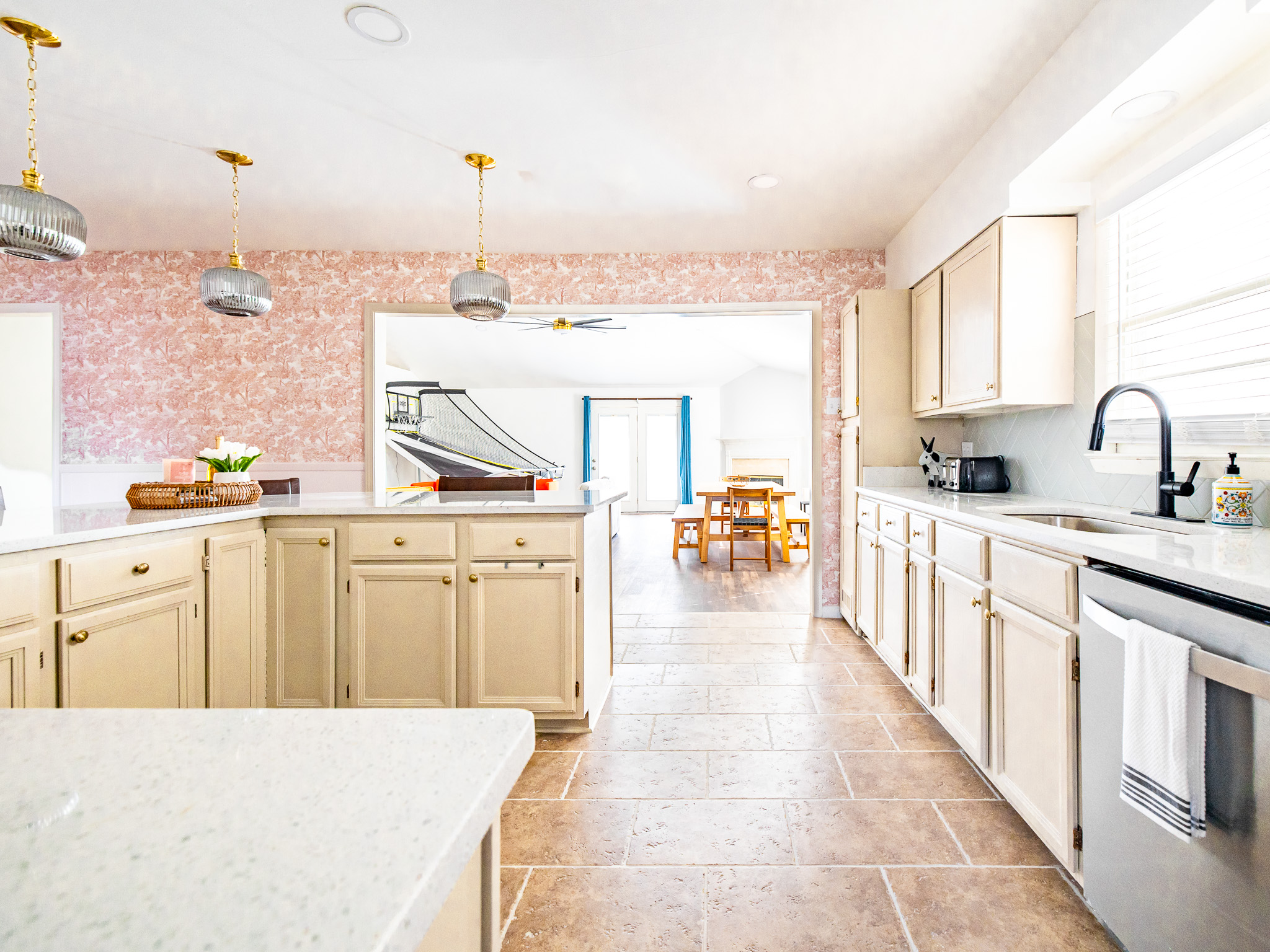 Spacious kitchen and Living Room with plenty of natural light