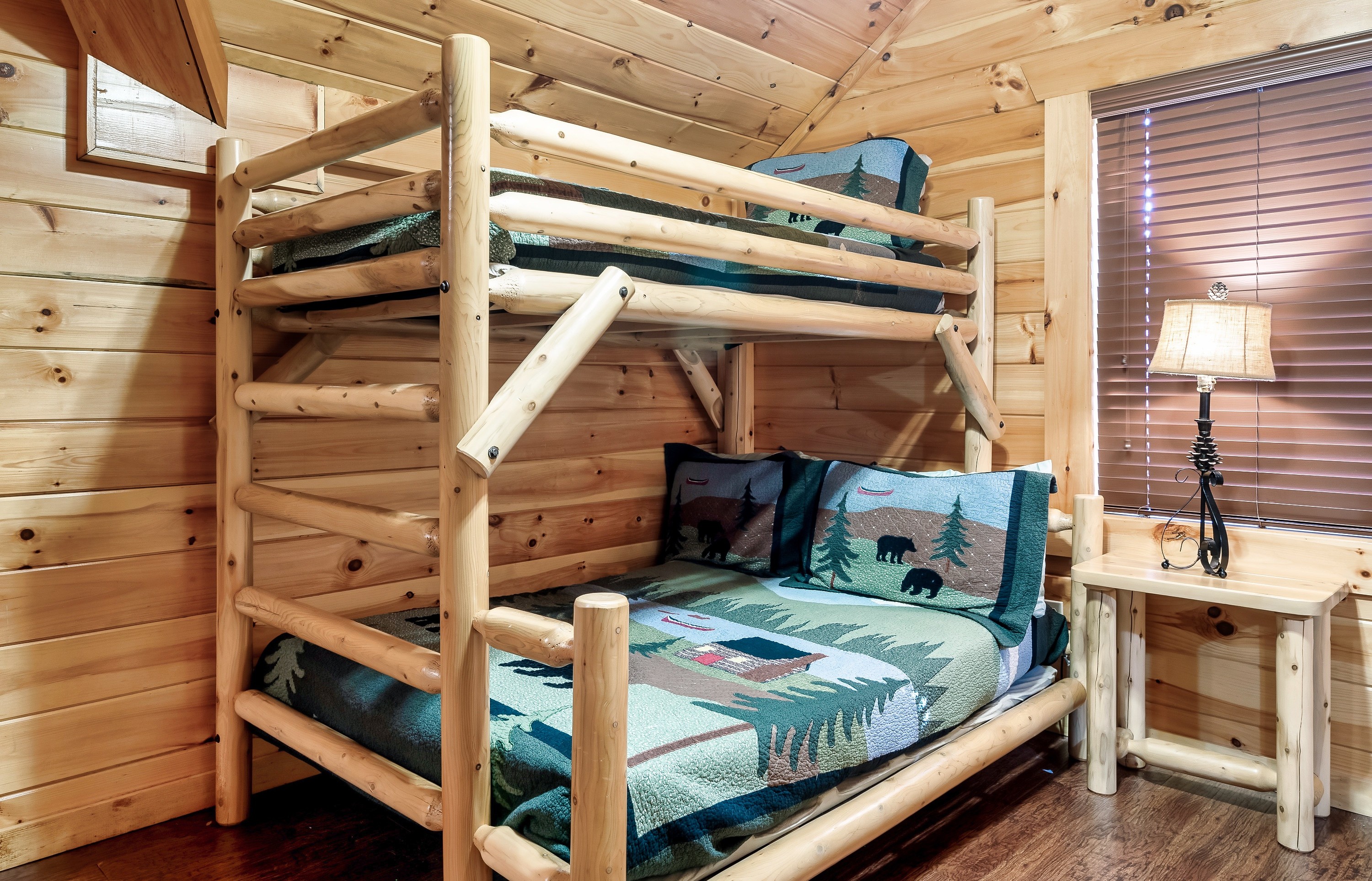 Spark adventure in a whimsical woodland themed bunk room that instantly becomes a kid favorite.