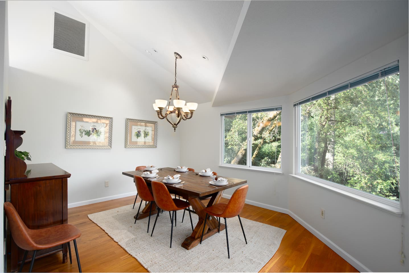 Gather 'round our cozy dining table for six & feast on delicious meals together.