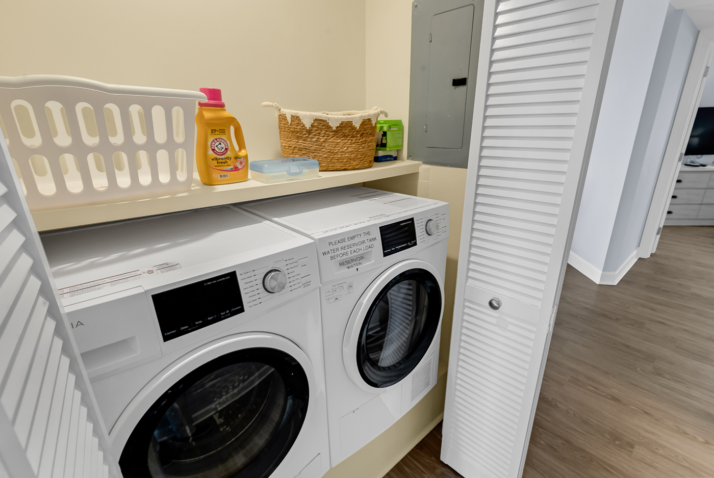 Washer and Dryer located in the unit 