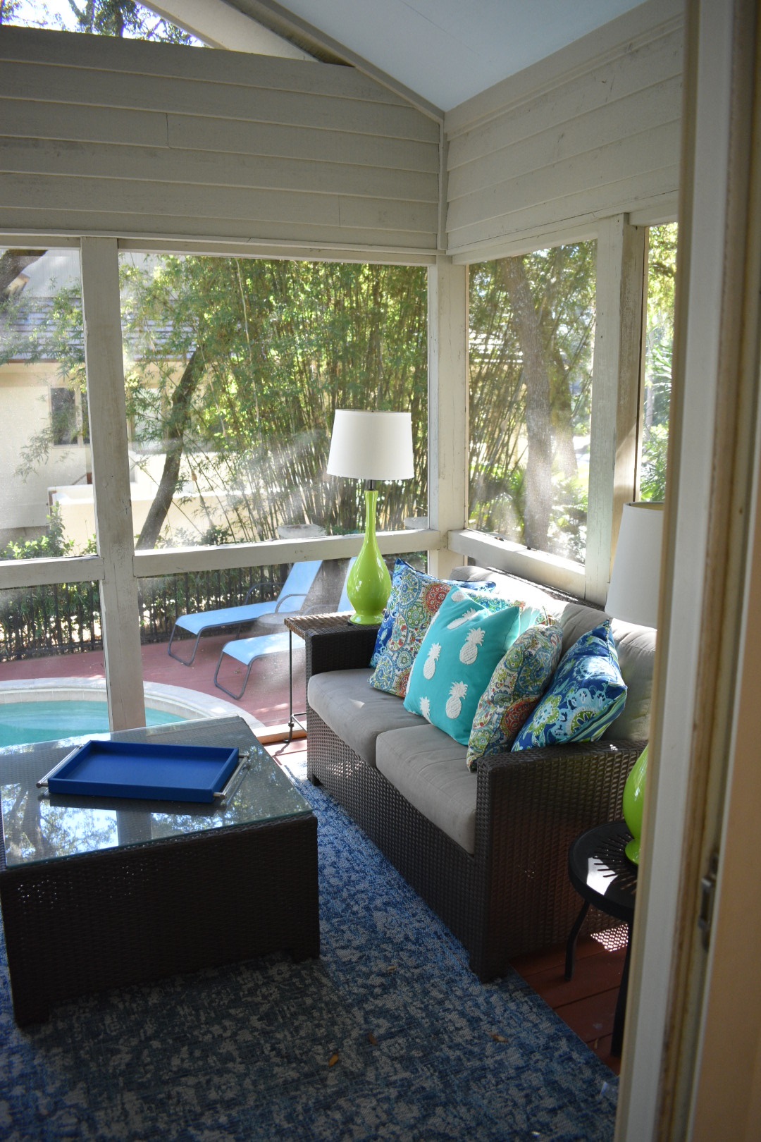 Porch is awesome for morning coffee or afternoon beverages