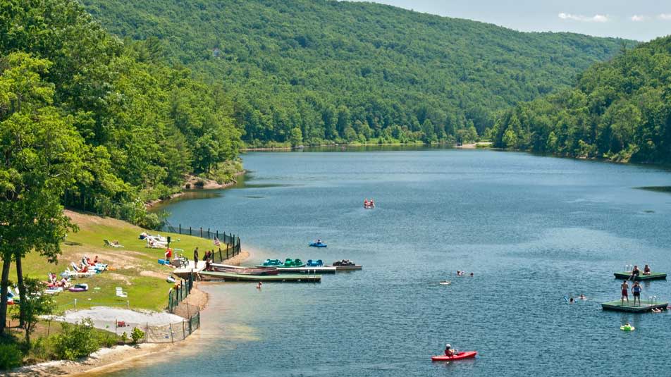 Hike or canoe around Lake Laura a short distance away