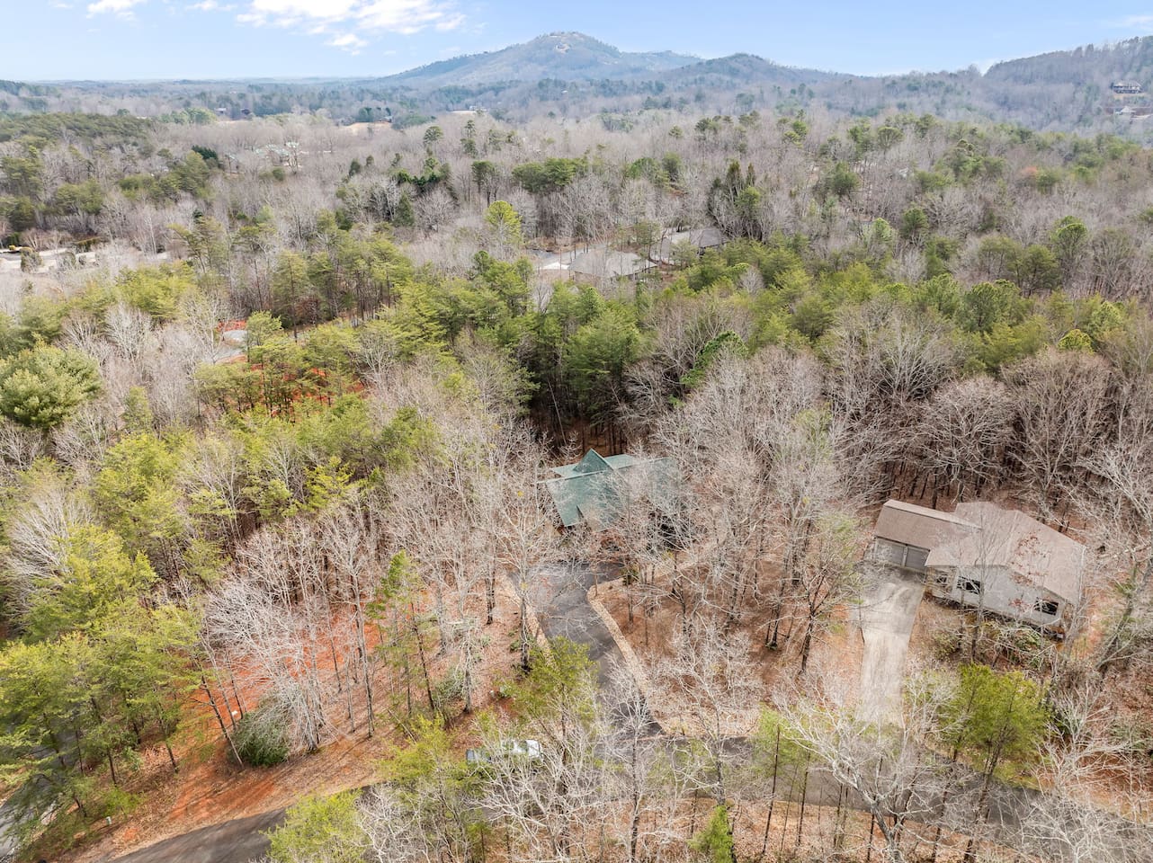 Upper drone view of the cabin
