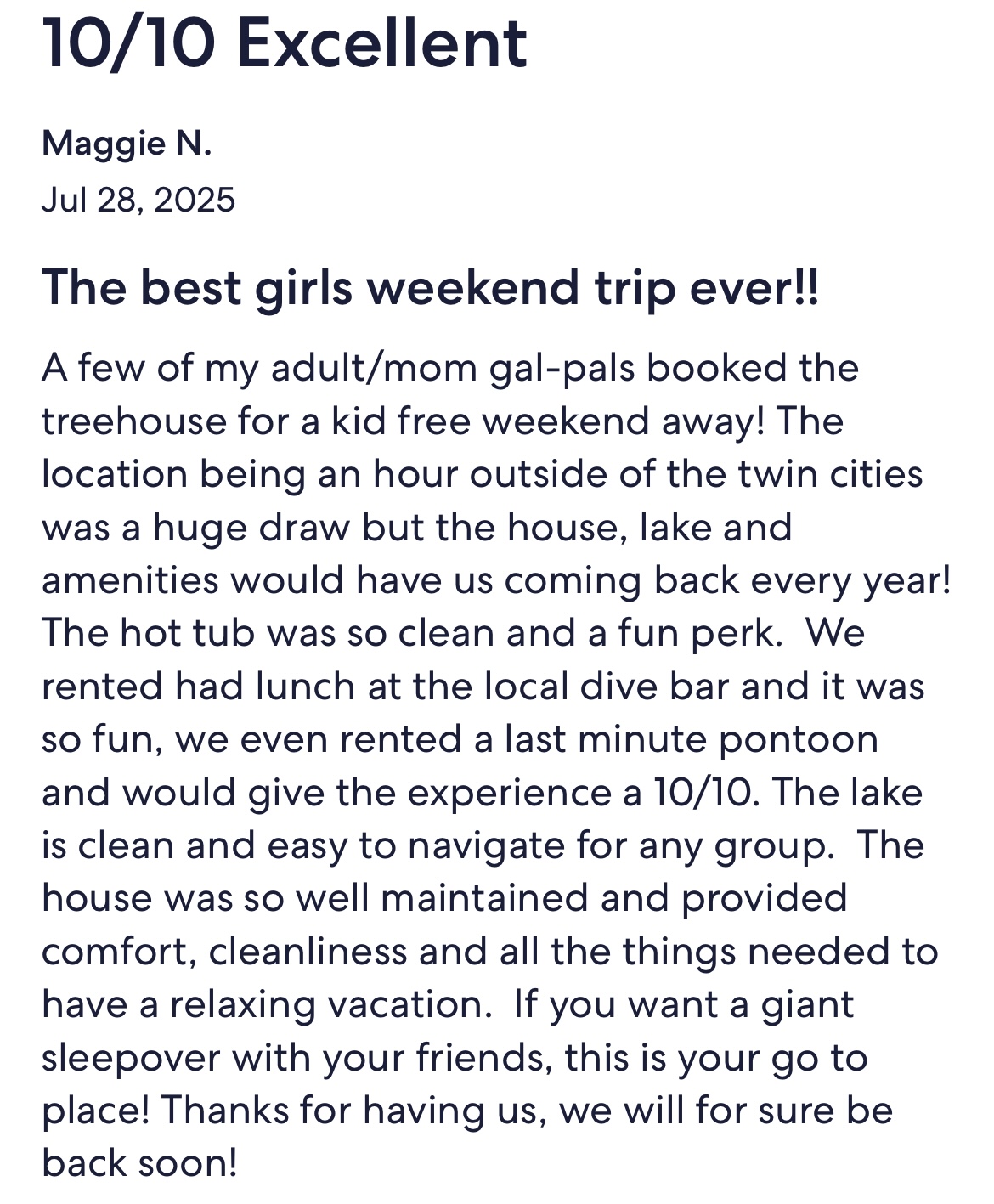 Maggie booked our Treehouse on the Point that has a hot tub (not this one)