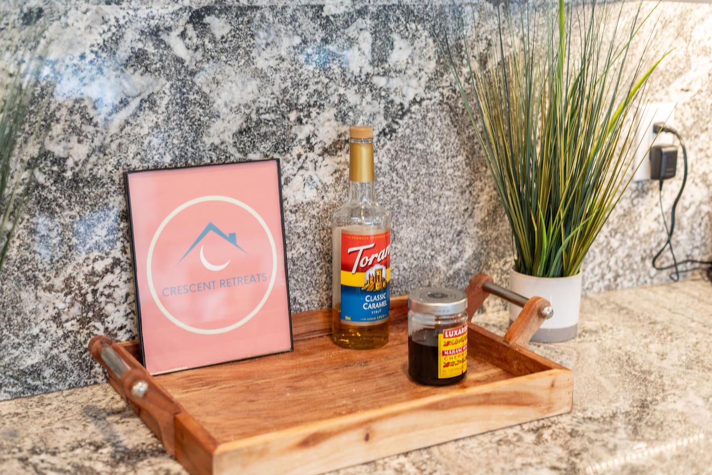 Signature Crescent Retreats welcome tray.

