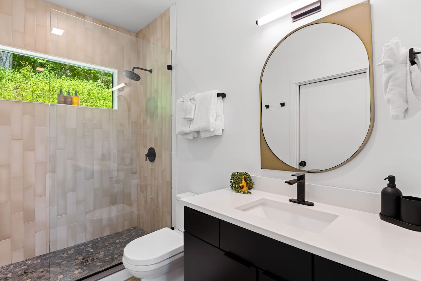 Private beautiful bathroom with built in heater to add to your experience. 