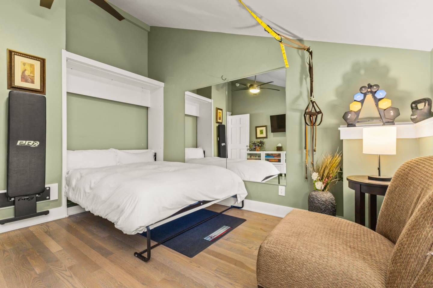 Bedroom #3 | Queen Murphy Bed | Gym Equipment 