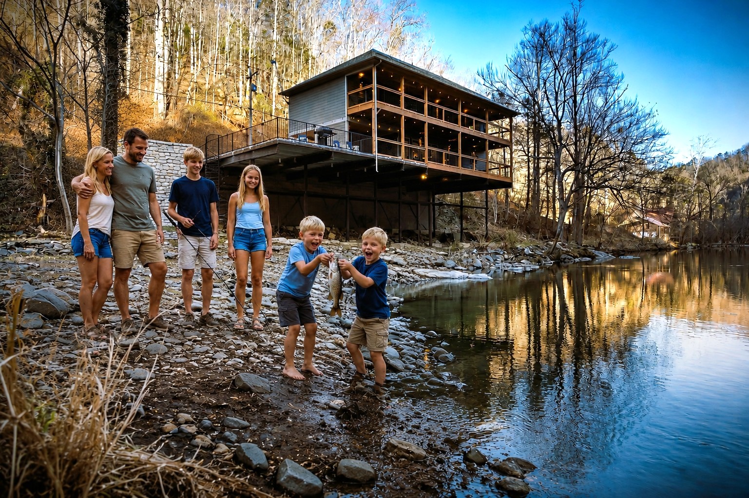 Our cabin might be THE ONLY Upscale WATERFRONT property perched right ABOVE the famous Little Pigeon River in Gatlinburg, TN - where the sound of the river stream is your daily soundtrack. Make this one-of-a-kind stay yours