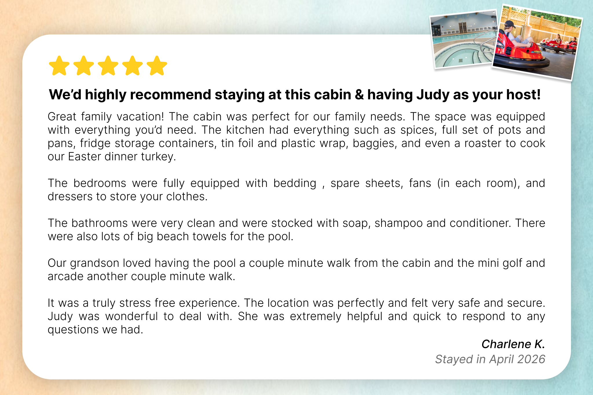 The lovely review we got recently!
