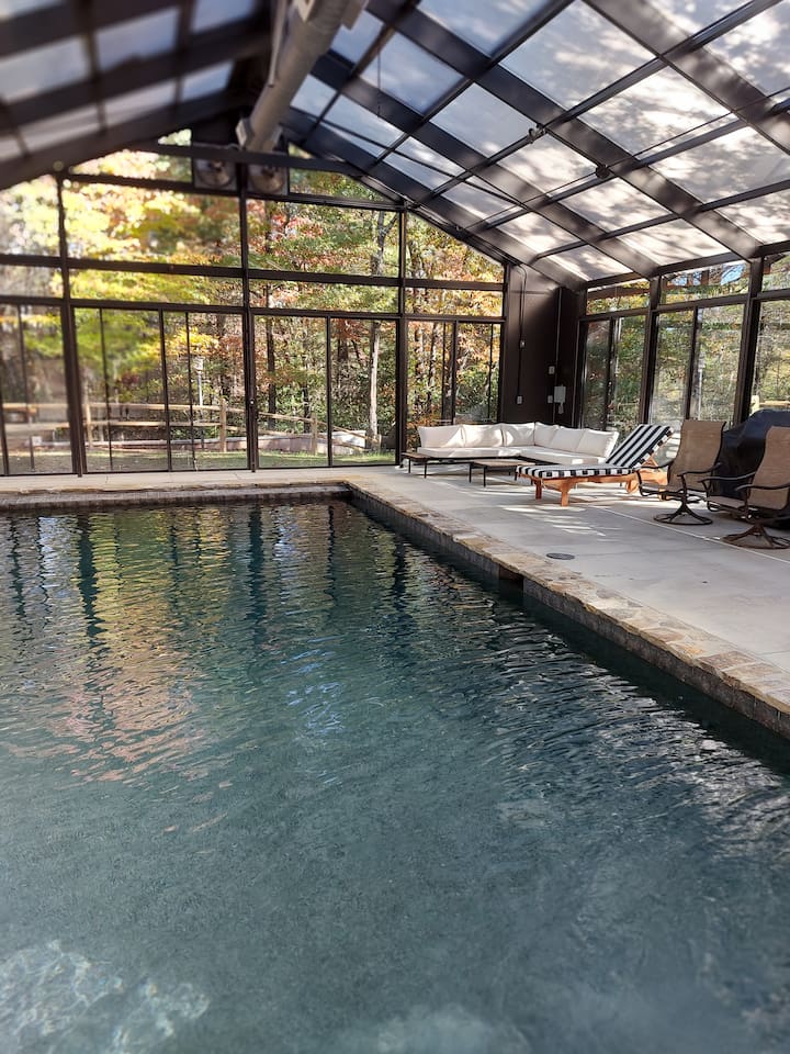 Indoor pool lounge area