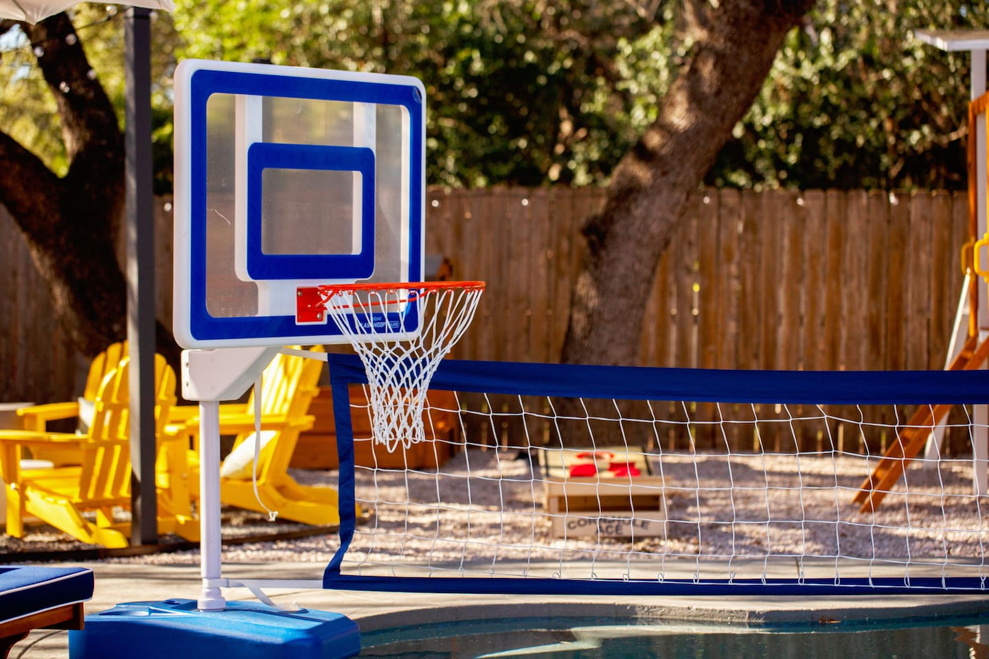 Poolside slam dunks or volleyball showdowns?  Challenge your crew and make a splash while you play!
