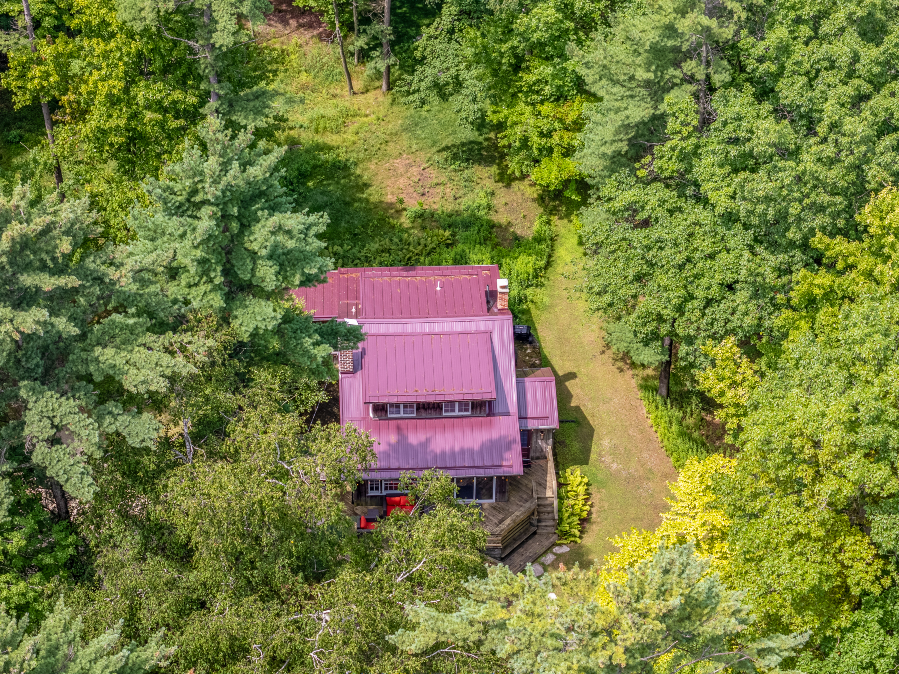 Top down ariel view of cabin.