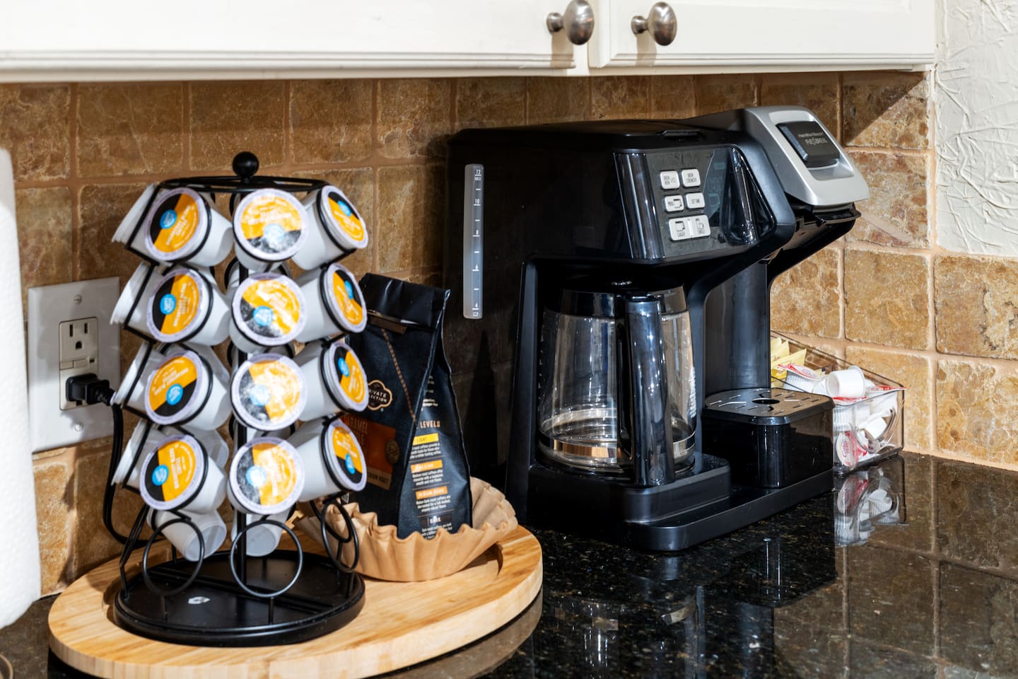 Start your mornings right with our fully stocked coffee station—featuring K-Cups, drip brew, and all the essentials.