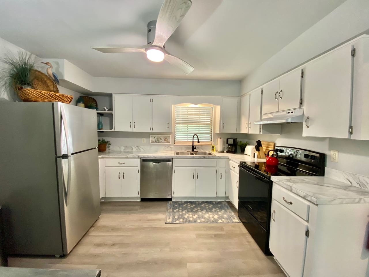 Spacious, well-equipped kitchen with all you need to prepare meals or snacks during your stay.  