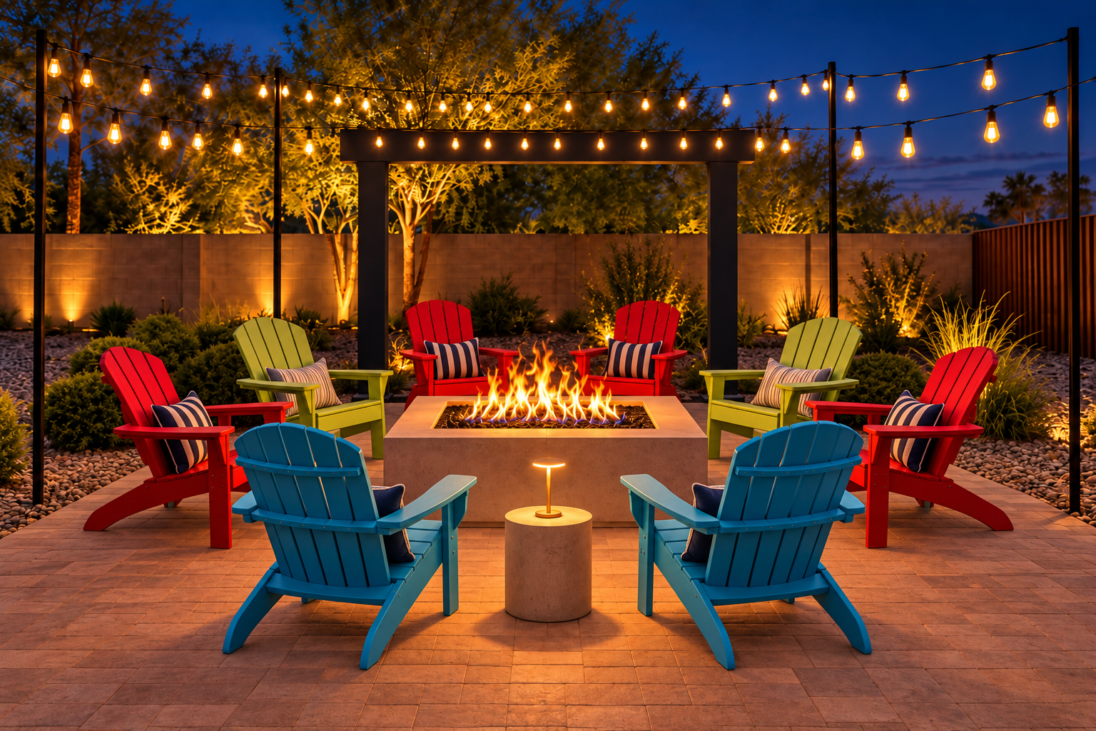 {Fire Pit Lounge} Our second fire pit brings even more space to gather — a cozy wood-burning hangout with seating for 8, perfect for slow mornings, sunset cocktails, and desert nights by the fire.