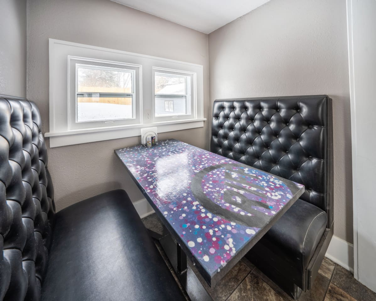 Enjoy the booth style seating with the custom Riff table.