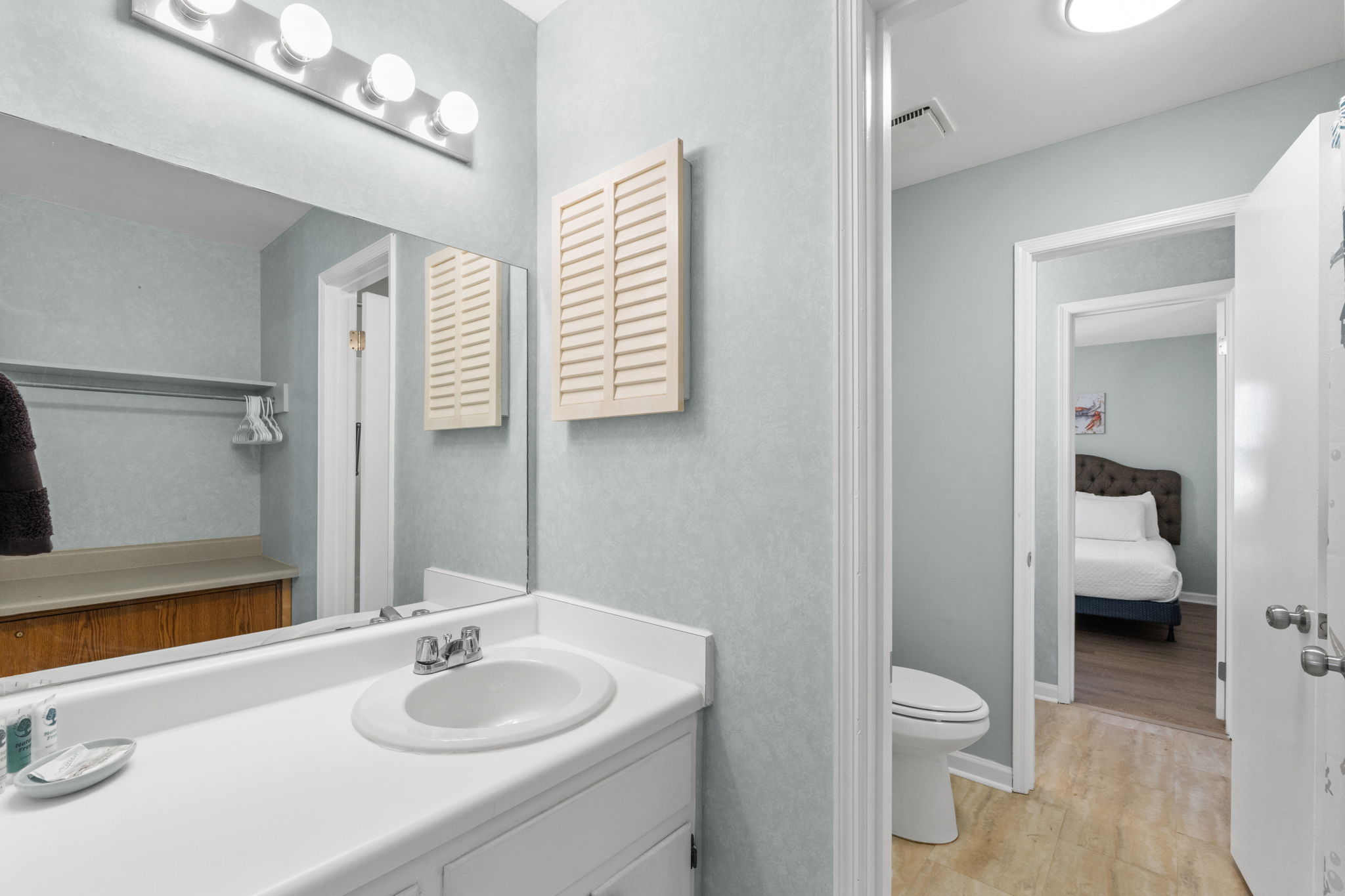 Bathroom 2 upstairs with Jack and Jill entrance and separate vanities for each bedroom