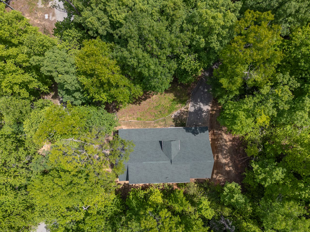 Upper drone view of the cabin