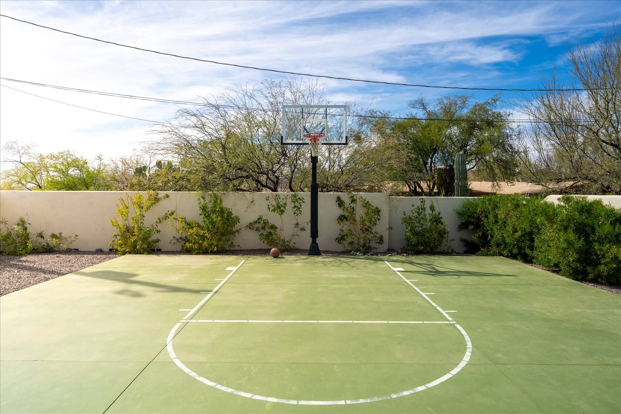 Private Half Court Basketball w Desert Backdrop