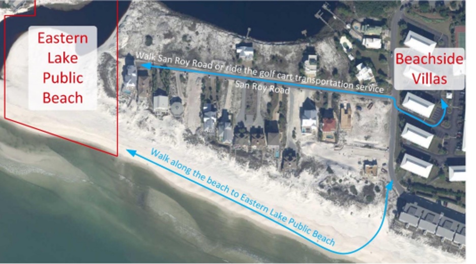 The public beach access is a short walk away - or hop on the seasonal golf cart tram!