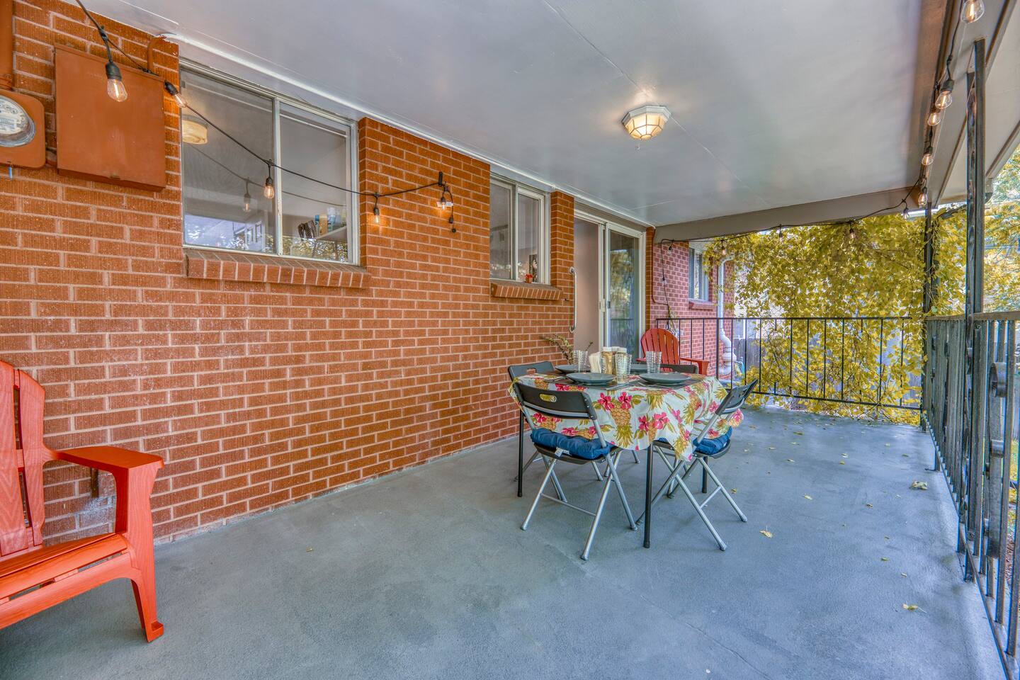 A beautify array of string lights creates a relaxing environment in your very own backyard Veranda.