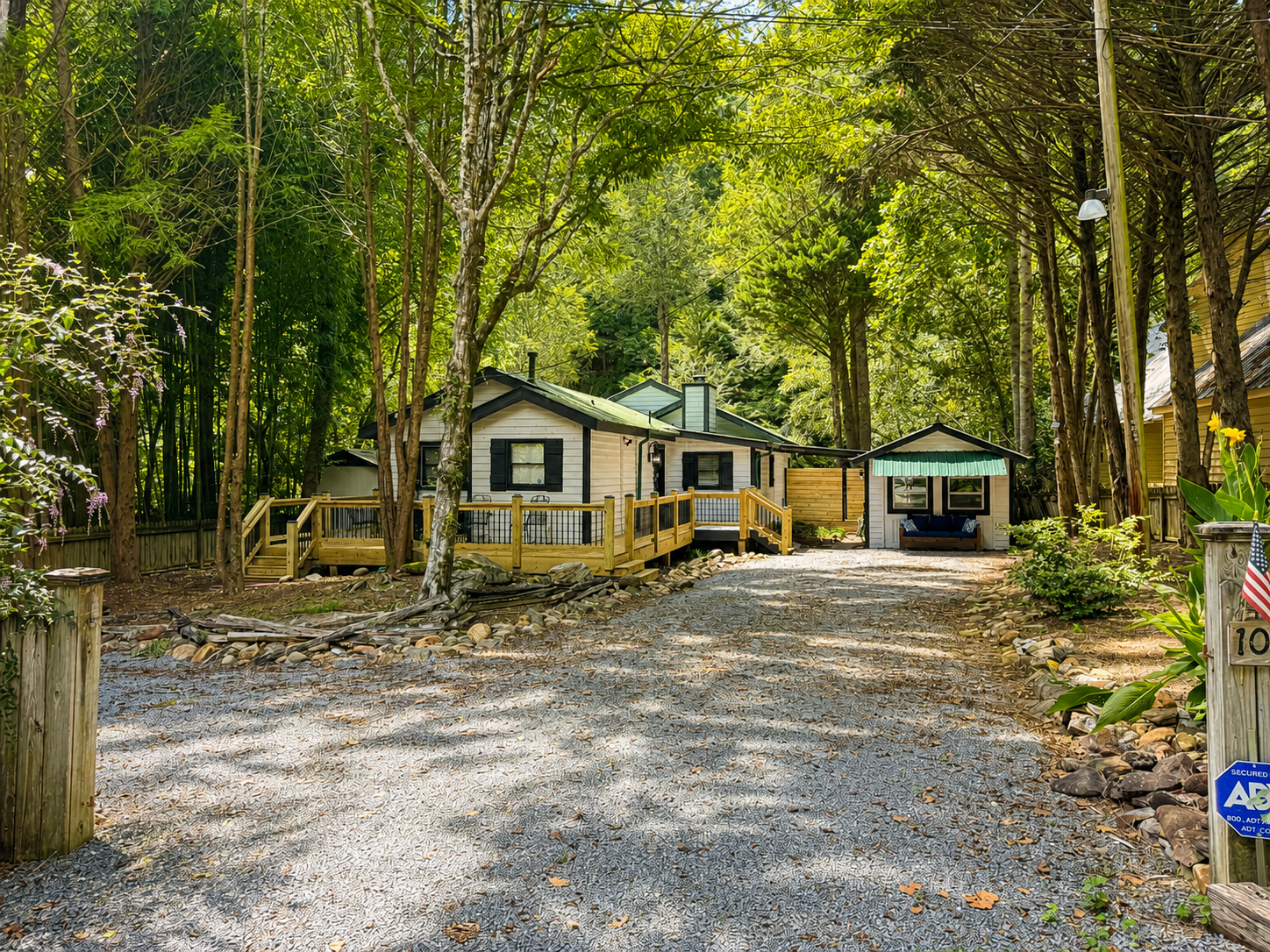 A peaceful wooded setting surrounds Cartecay Landing.
