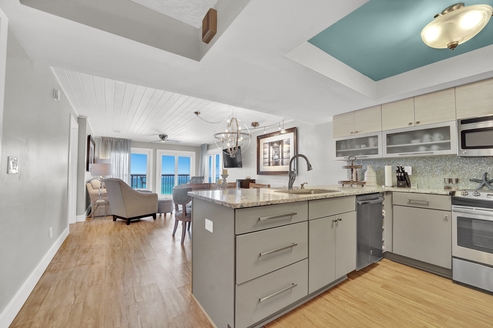 Kitchen viewing into Living Area