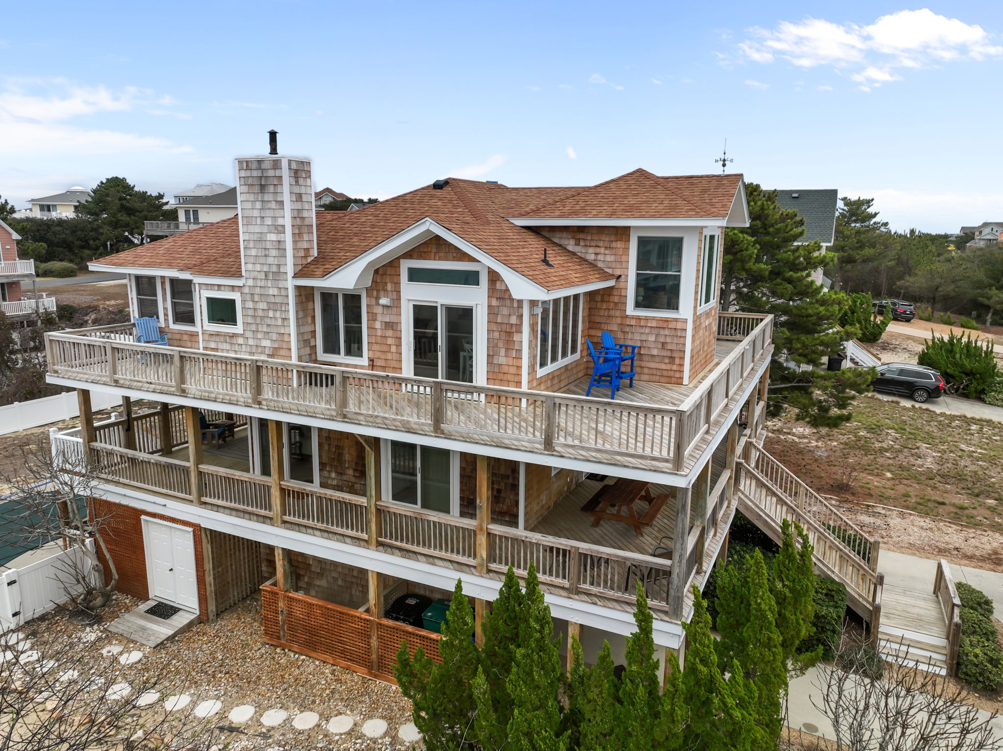 Another angle highlighting the upper decks and room to spread out.