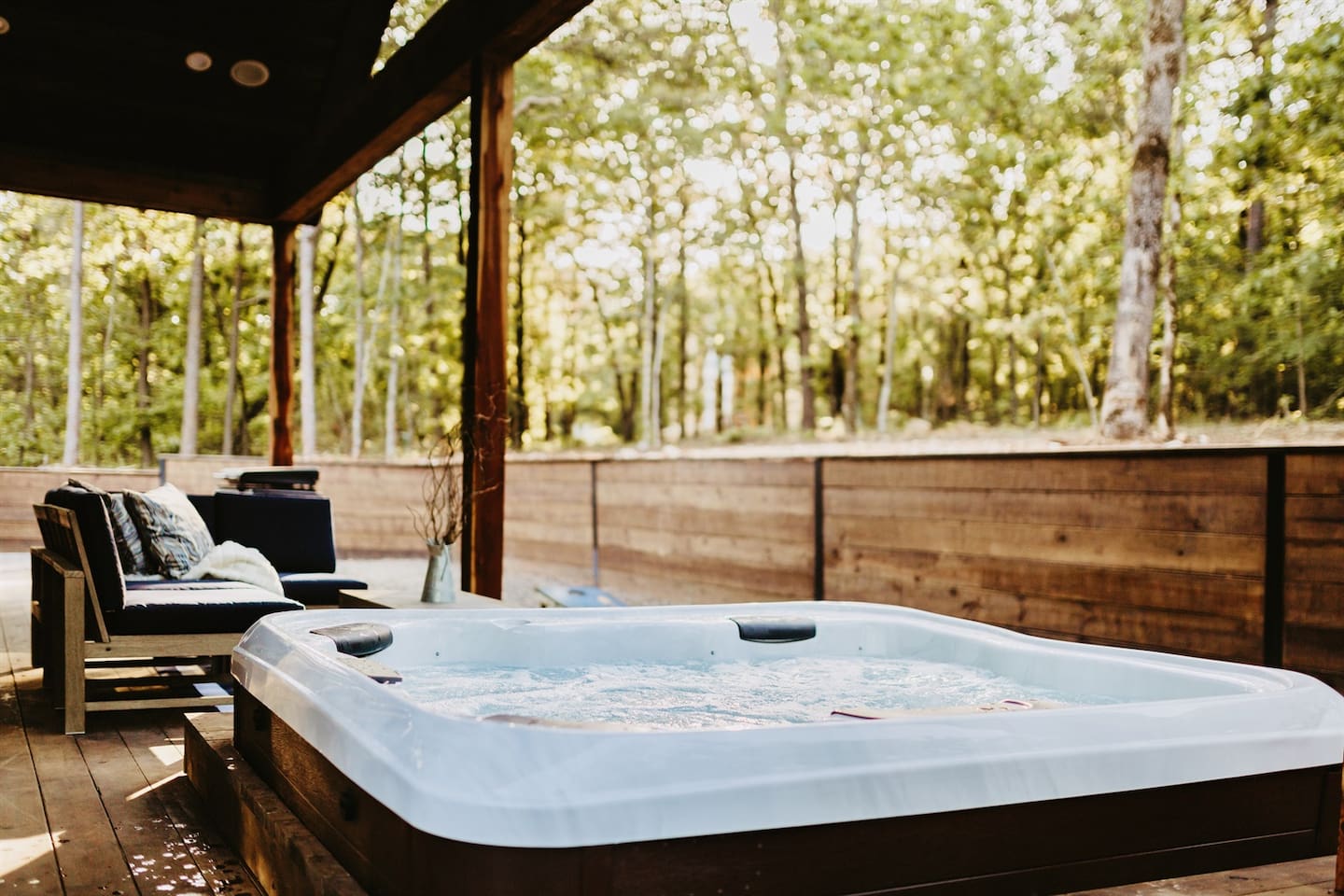 Nothing is more perfect than sitting in the hot tub, having your favorite drink and enjoying being away from the city life