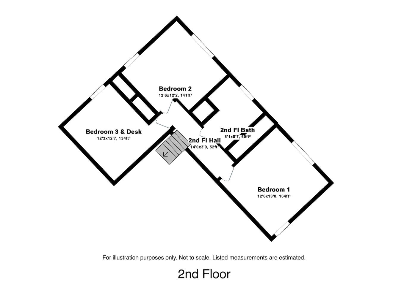 Floor Plan: Second floor of log cabin