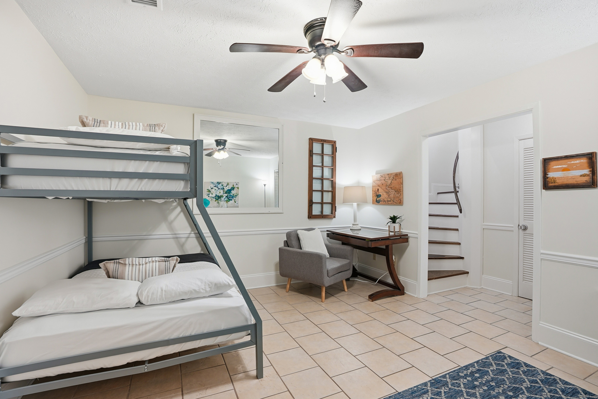 Bedroom #3 is downstairs with Bunk Beds