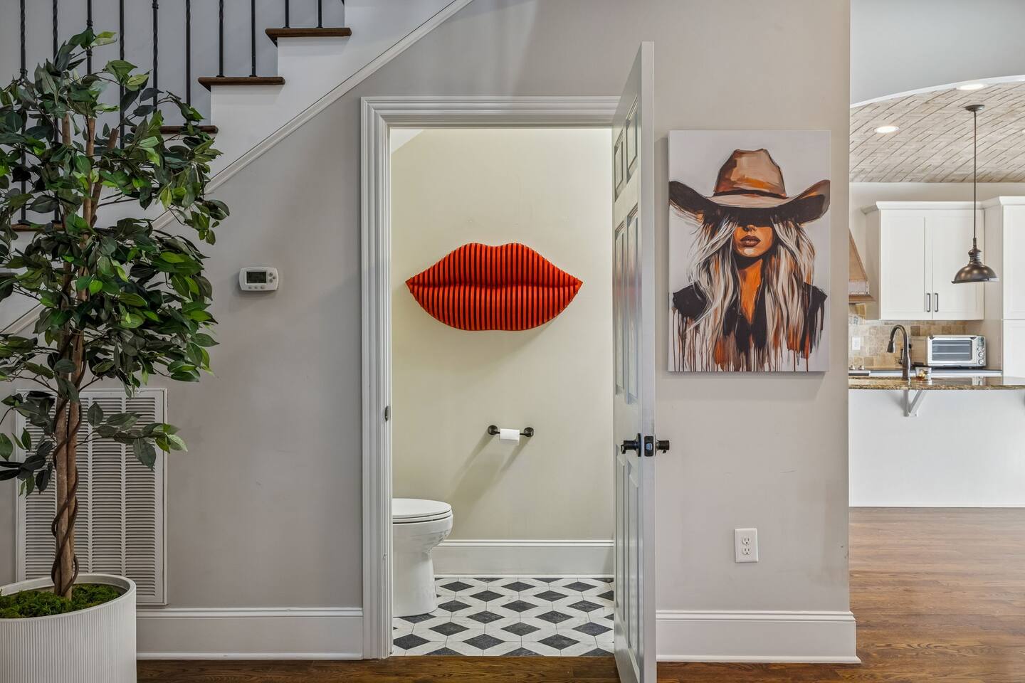 Half Bath with a kiss of comfort.