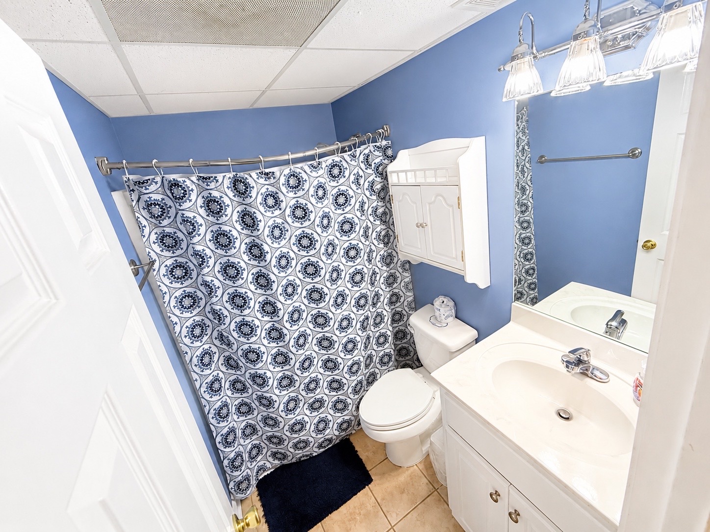 Fresh vanity with soft blue accents