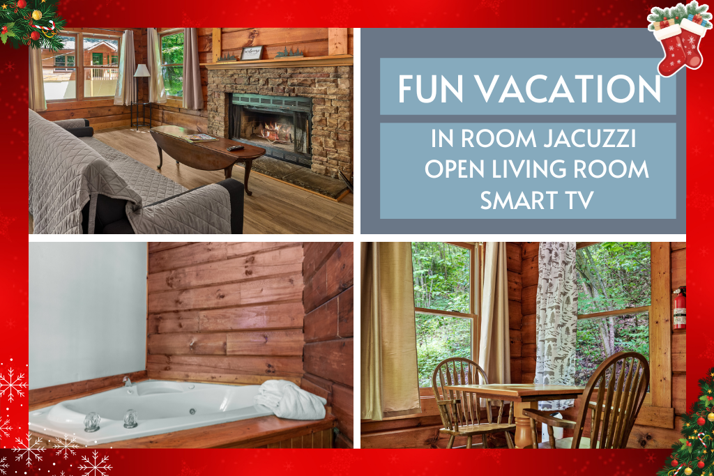 Enjoy a fun Hill Country getaway with an in-room jacuzzi, open living area, and smart TV.