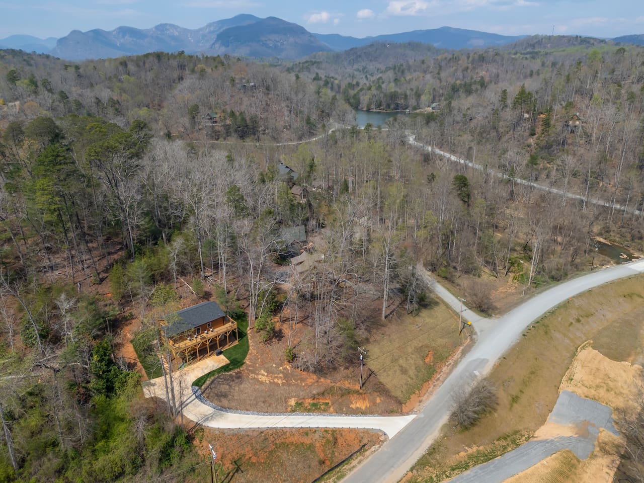 Upper drone view of the cabin