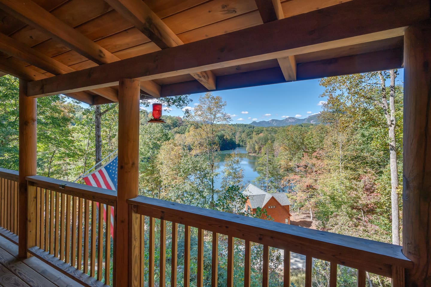 Mountain and lake view from balcony