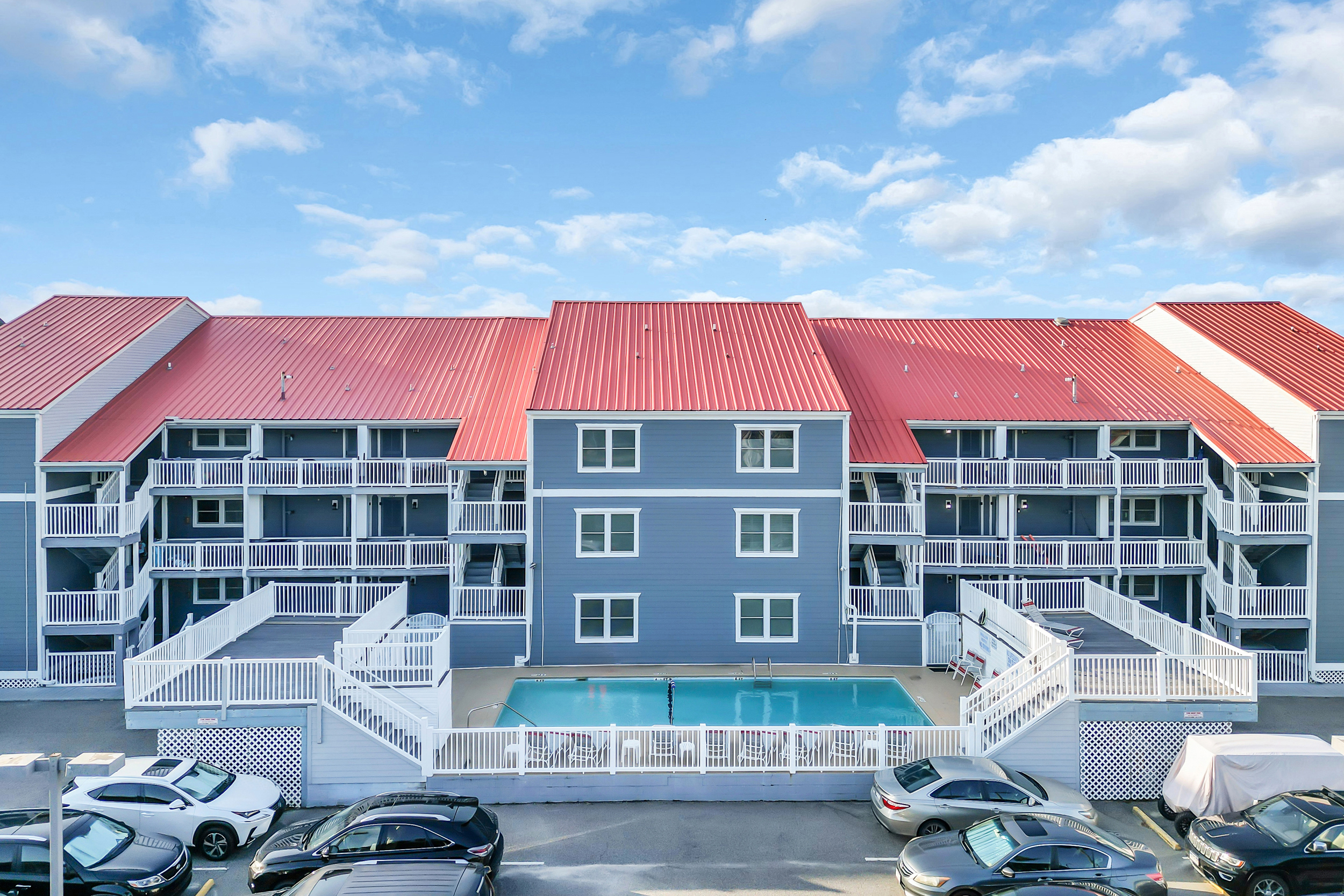 Pool with two pool decks