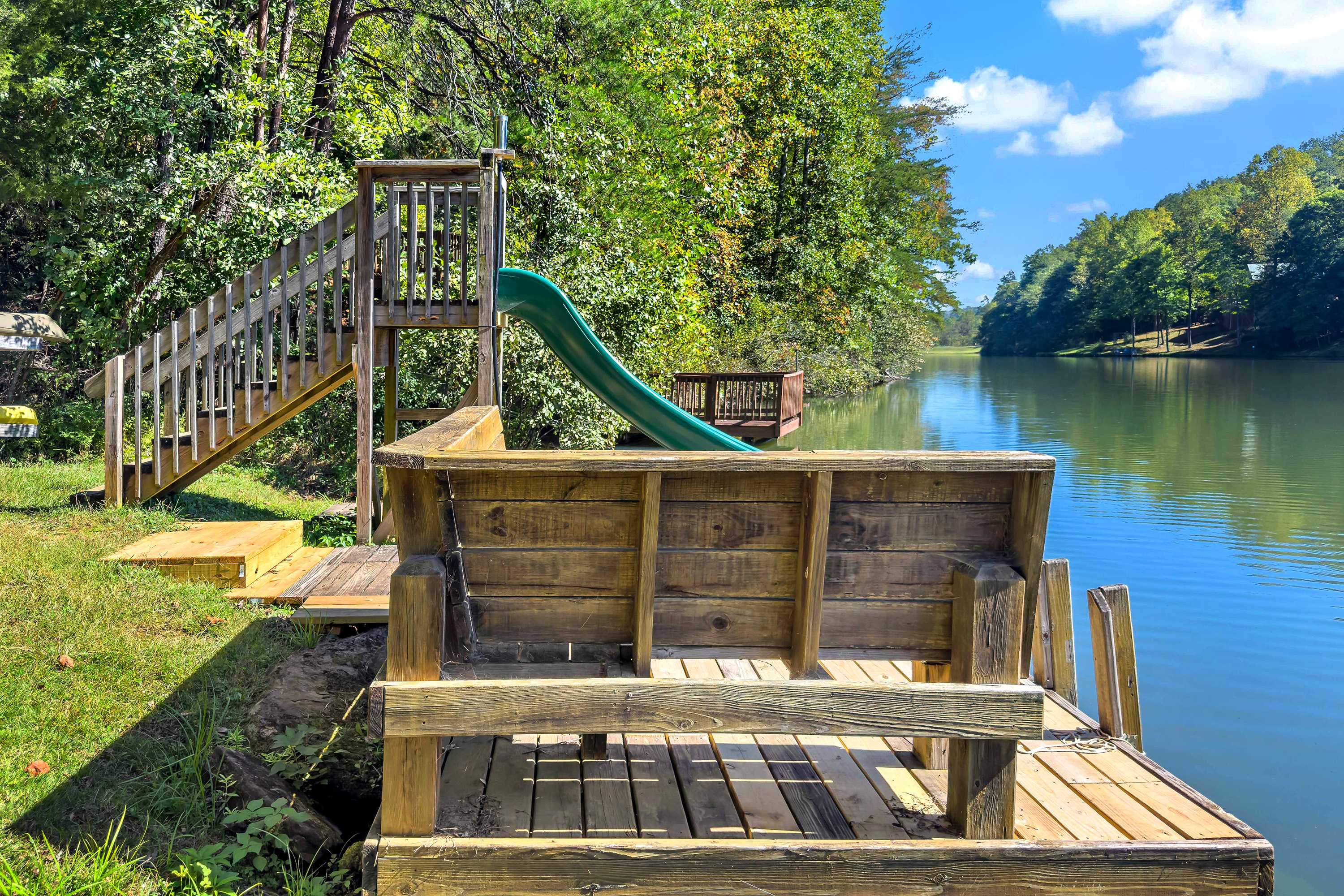 Slide and seating on the dock