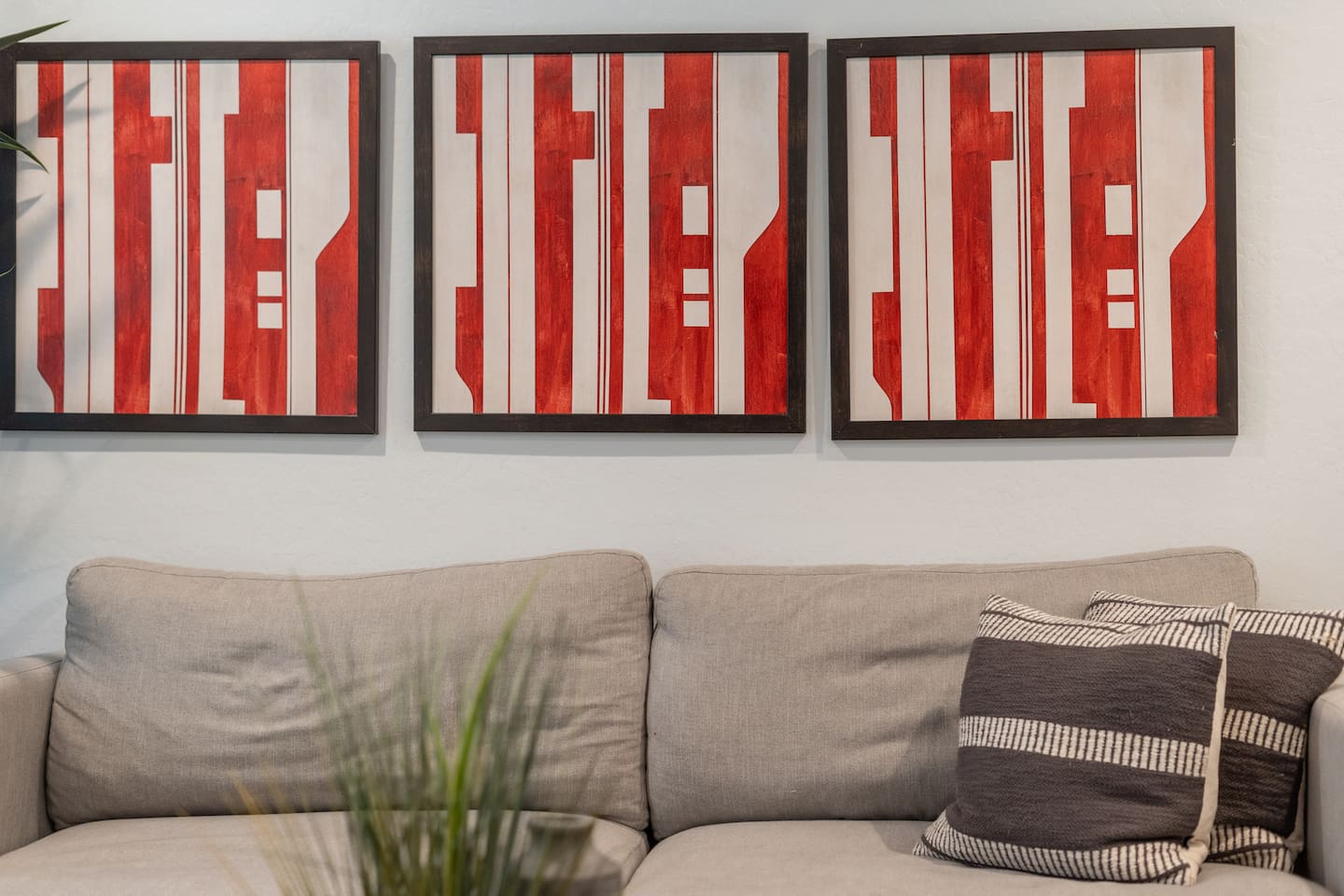 Modern yet cozy, this living room offers a perfect retreat with plush couches and contemporary decor.