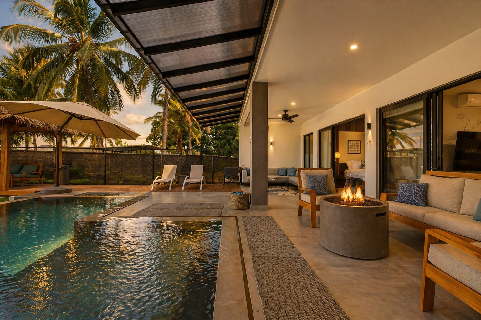 Infinity Pool with surround lounging areas.