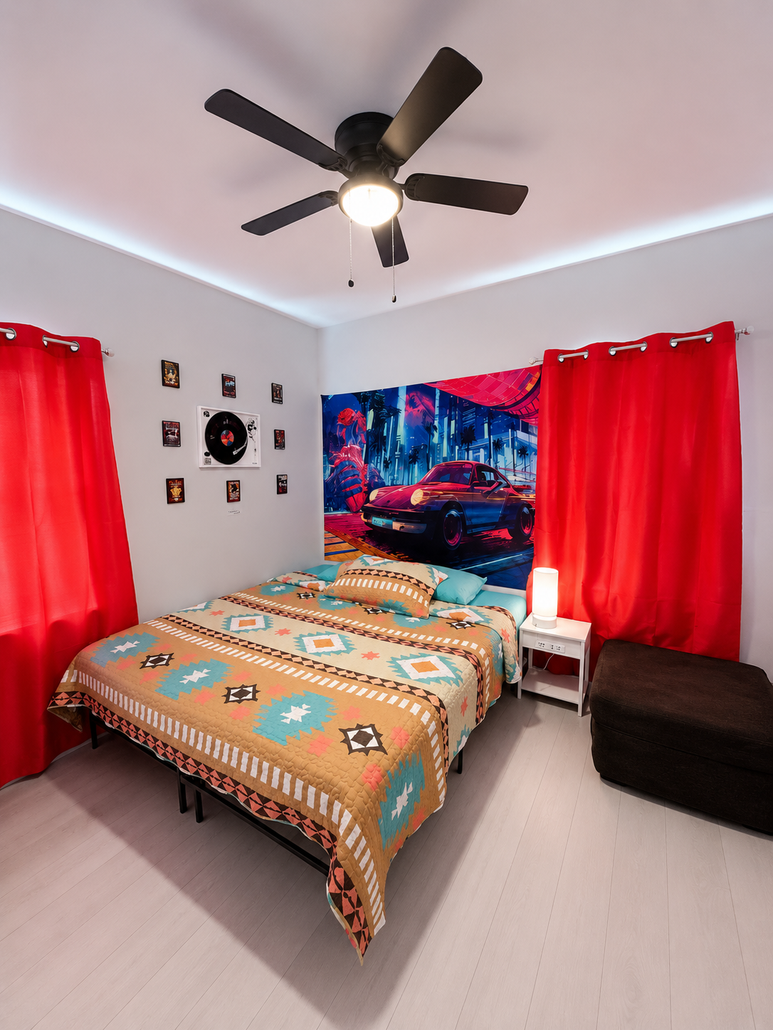 The Ottoman folds out as a twin bed, and it remains folded up unless guest specifically ask for it made before their arrival.
