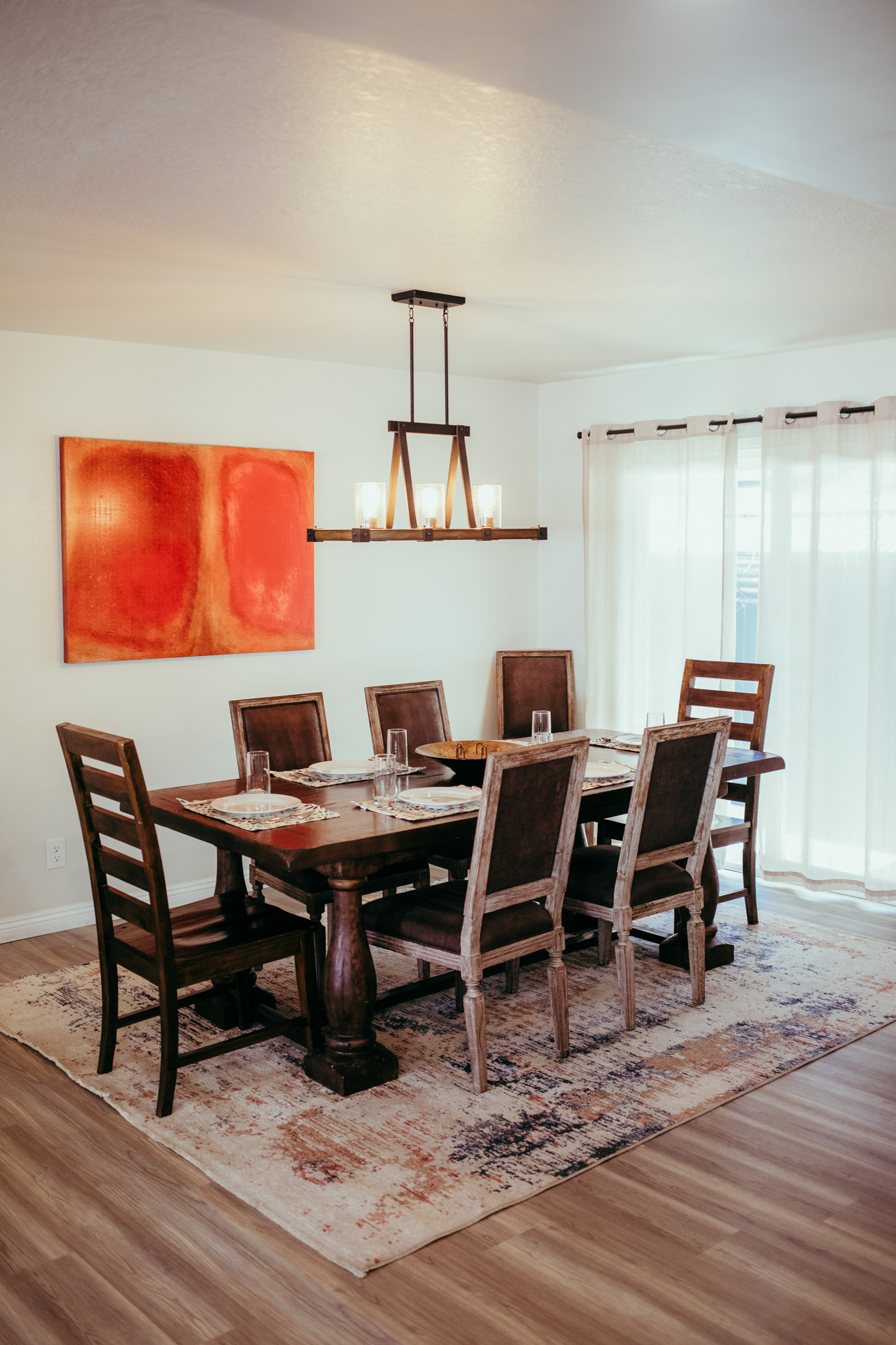Gather, dine, and unwind in this warm and inviting setting.