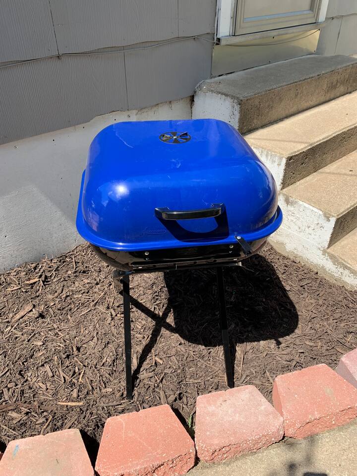 Charcoal grill.  You provide lighter fluid and charcoals.