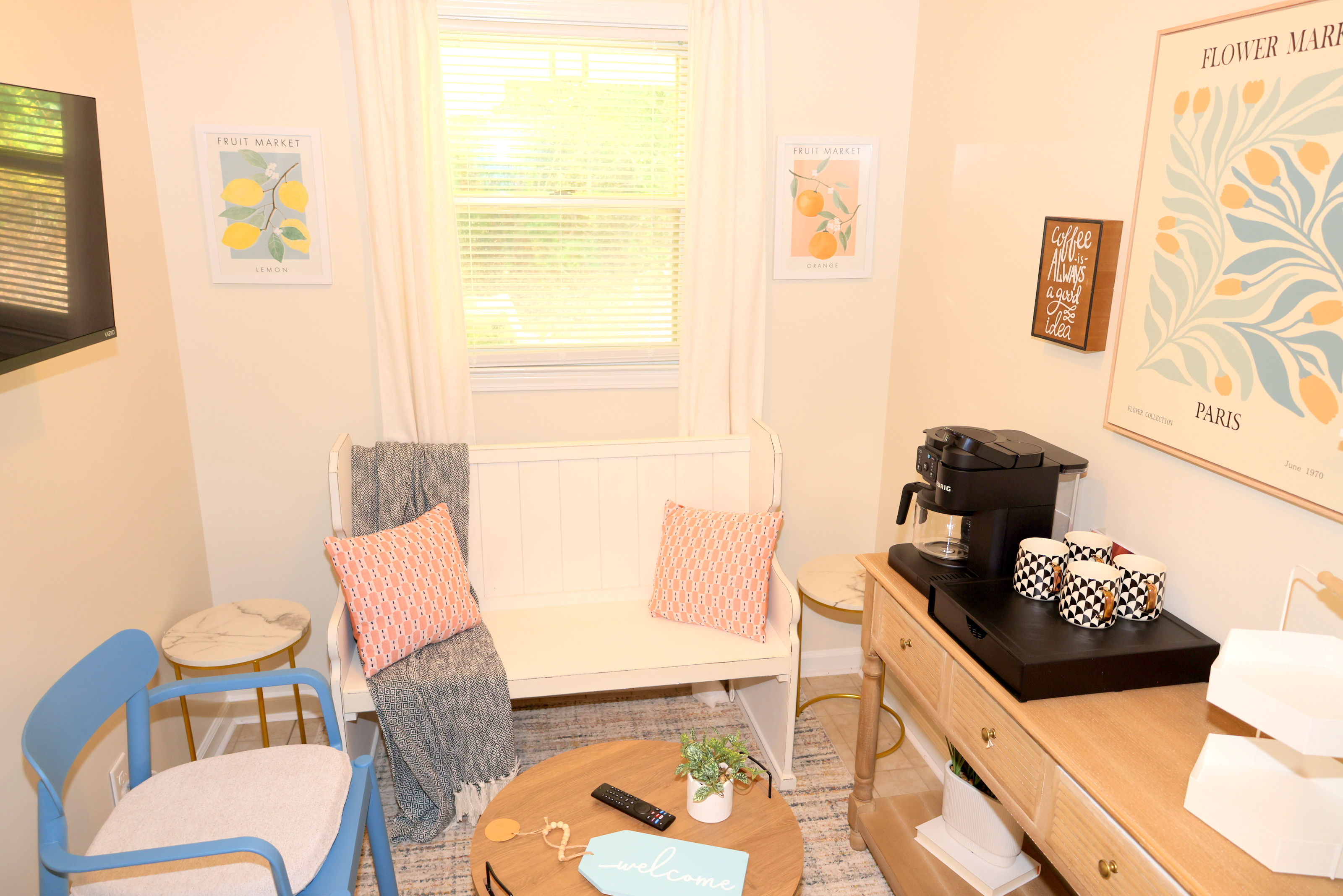 Enjoy your morning coffee in this charming sitting nook