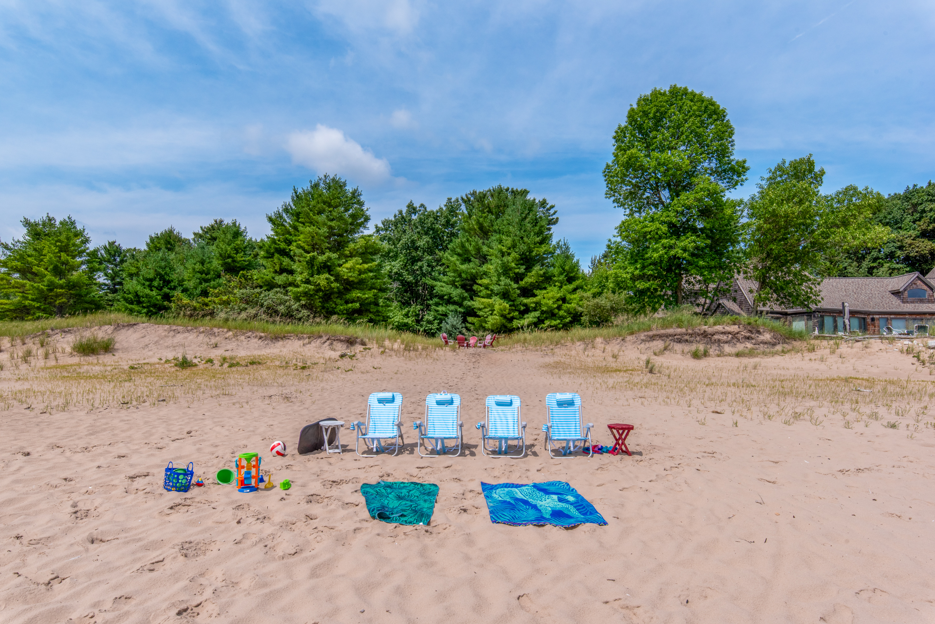 Beach toys provided.