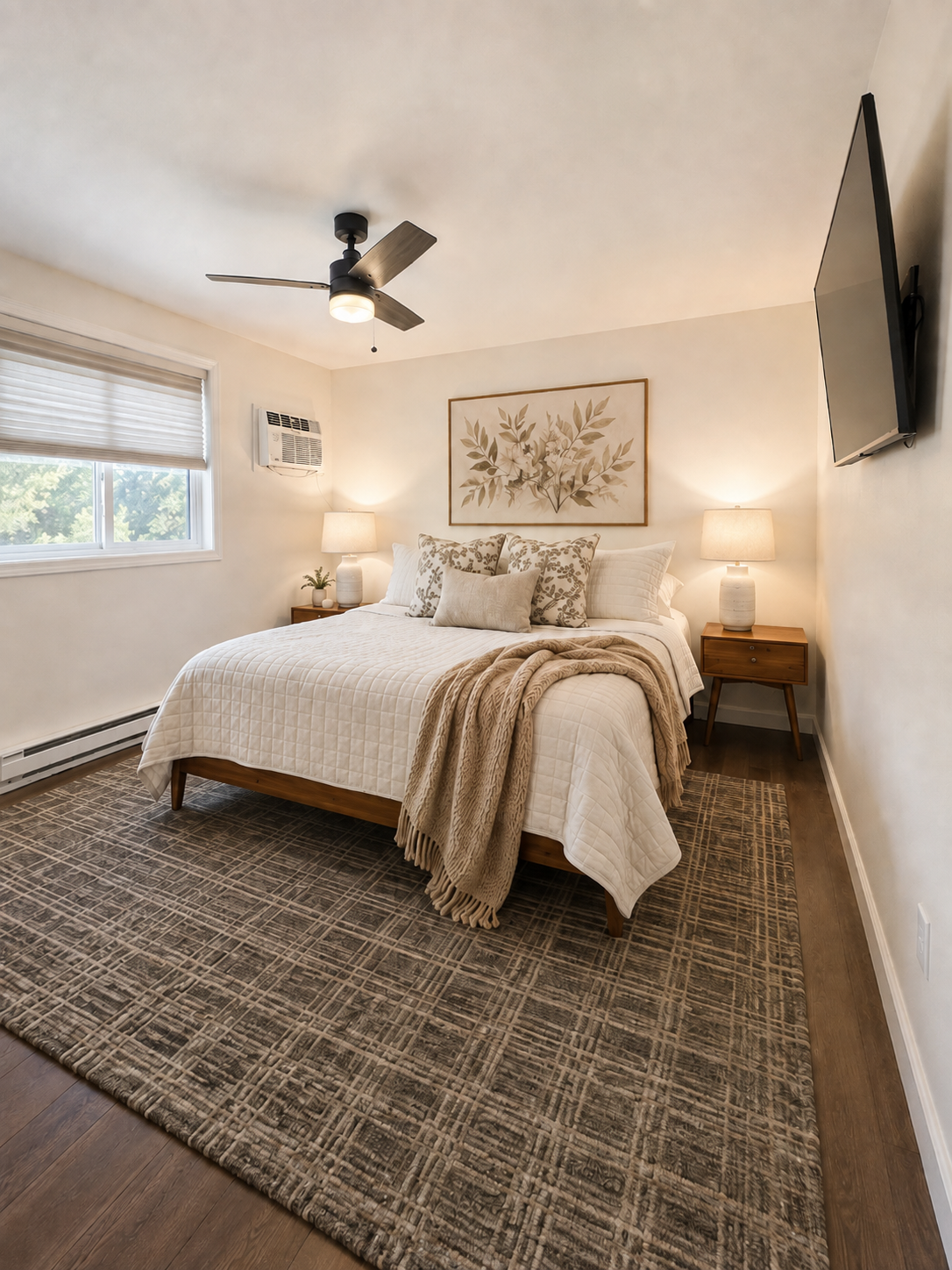 Cozy primary bedroom with king bed