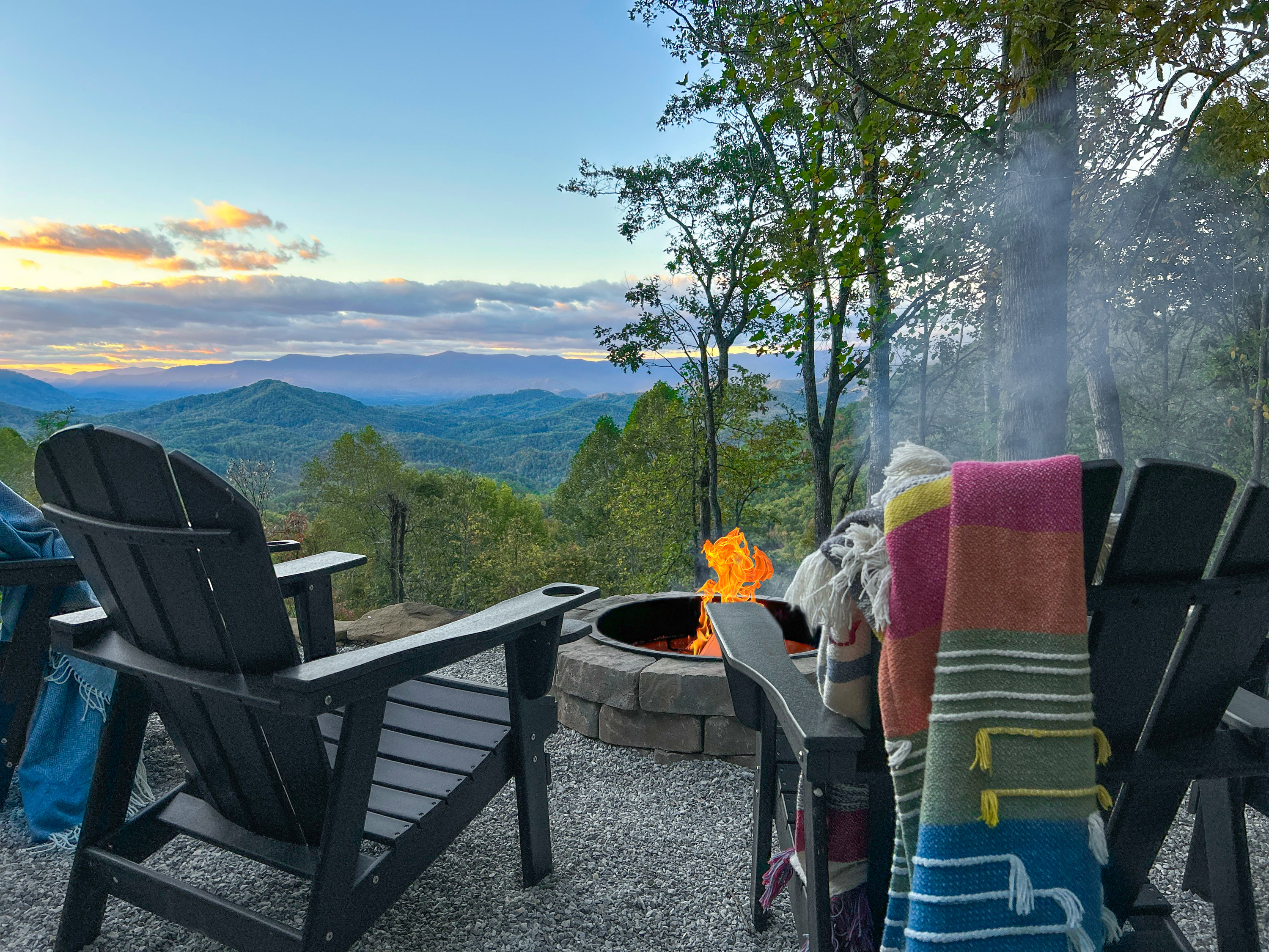 Cozy up with a blanket by the fire for the perfect evening.