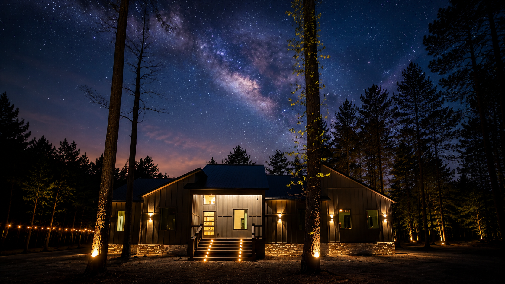 Exterior Retreat: Starry nights and tranquil woods await at your perfect Broken Bow escape!